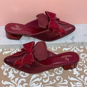 Lady Couture ISABEL Red Rhinestone Embellished Bow Block Heel Mule Sz 42 9.5 NEW